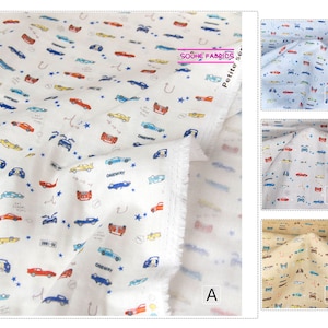Japanese Kokka Double Gauze Cotton Fabric Toy car-50CM