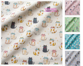 Tessuto patchwork trapuntato in tessuto di cotone Cosmo giapponese gatto -50 cm
