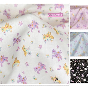 Japanese Kokka  Double Gauze Cotton Fabric Unicorn -50CM