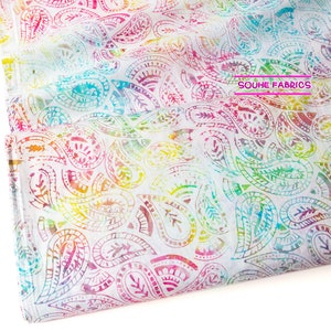 Bali wax printing Batik Fabrics Tonga Batik Border Buttercream Folksy Paisley Satin Fabric  -50CM