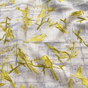 Japanese Kokka Double Gauze Cotton Fabric Sketch Bird-50CM