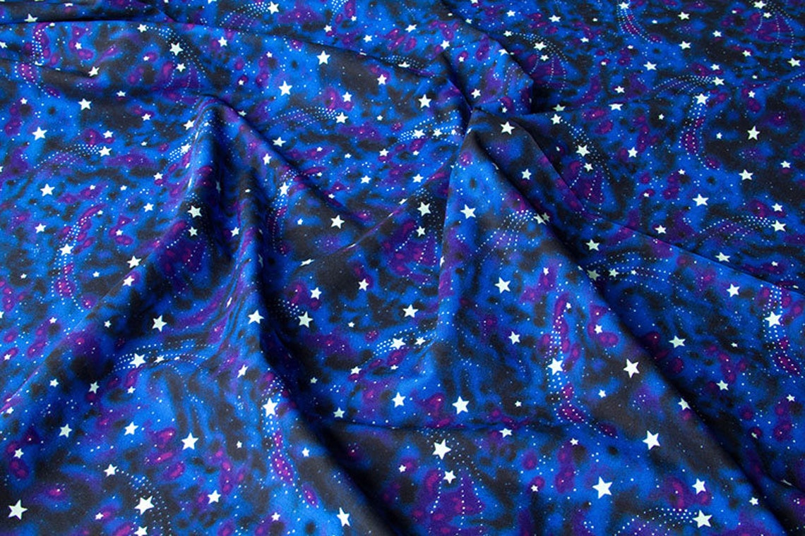Michael Miller Cotton Fabric Star Magic Glow in the Dark Nite Etsy