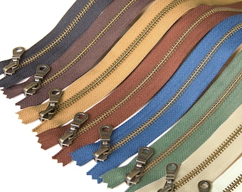 1pcs YKK #5 Antique Brass Metal Zipper Close-end Auto Lock Zipper Slider Bag Purse Boots Zipppers