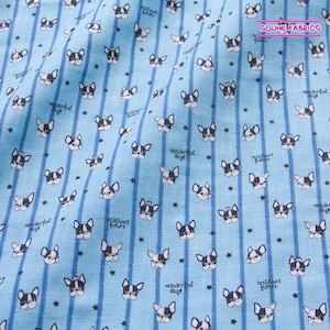 Japanese Kokka Double Gauze Cotton Fabric Bulldog-50CM
