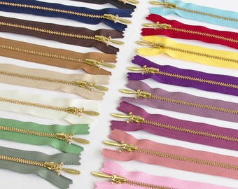 1pcs YKK #3 Golden Brass Tooth Metal Zipper Close-end Auto Lock Zipper Slider DIY For Bag Purse Dress Footwear