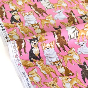 Timeless Treasures Cotton Fabric Patchwork Quilting Fabric Chihuahuas -50CM