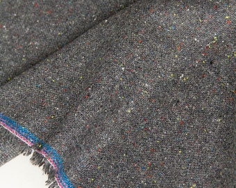 Wool Blend Flannel Tweed Charcoal Grey-50CM