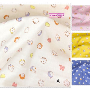 Japanese KOKKA Double Gauze Cotton Fabric Mofunimal -50CM