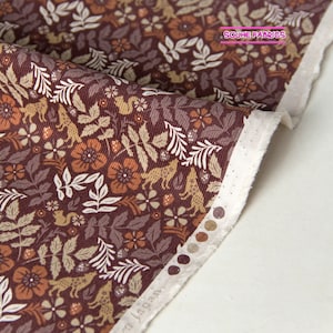 Japanese Cotton Corduroy Fabric Fine Wale Forest Animals B -50CM