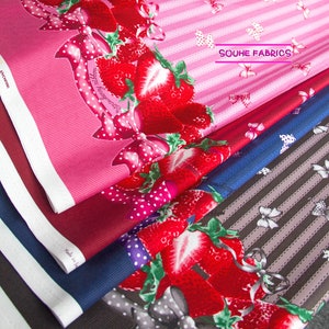 Japanese Oxford Cotton Fabric Lolita Classical Moder Strawberry-50CM