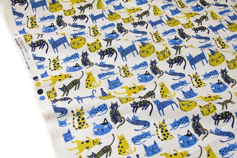 Japanese Kokka Cotton Linen Fabric Canvas Fabric Cats 50CM Etsy