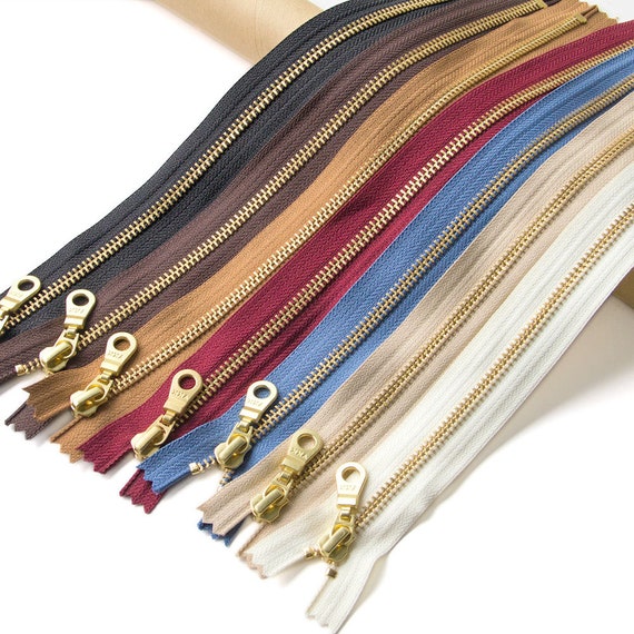 36” EXCELLA Zipper YKK #5 Golden-Brass Automatic Lock Slider Closed-End 4" 36” EXCELLA Zipper YKK #5 Golden-Brass Automatic Lock Slider Closed-End 4"