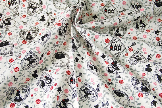 Japanese Kokka Oxford Cotton Fabric Retro Alice 1//2 yard
