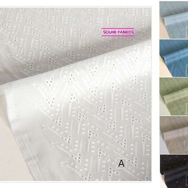 Broderie Anglaise Cotton Embroidery Fabric -50CM