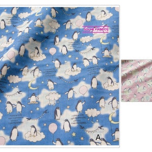 Japanese Kokka Double Gauze Cotton Fabric Penguin-50CM