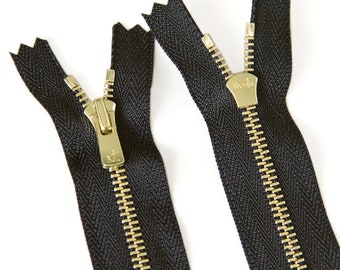 1 peça ykk excella #3 zíper de metal de latão dourado fechamento automático com zíper deslizante bolsa faça você mesmo botas com zíper preto