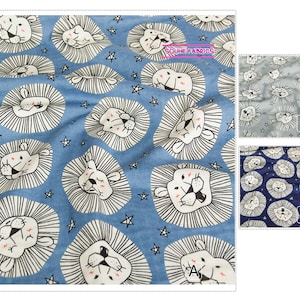 Japanese Kokka Double Gauze Cotton Fabric Big Animal Lion-50CM