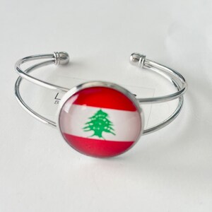 Lebanon Jewelry. Lebanese flag Jewelry. Lebanese flag. Expandable Bracelet. Lebanon Flag Bangle.