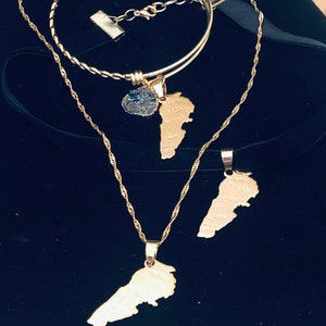 Lebanon Jewelry. Lebanese Map Choker. Lebanese Map Necklace. Lebanese Map Expandable Bracelet. Lebanese Necklace and Bracelet Set.