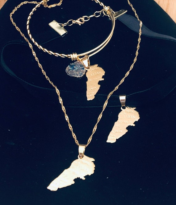 Lebanon Jewelry. Lebanese Map Choker. Lebanese Map Necklace. Etsy