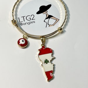 Lebanon Jewelry. Lebanese Map Jewelry. Lebanese Map Necklace. Lebanese Map Expandable Bracelet. Lebanese Necklace and Bracelet Set.