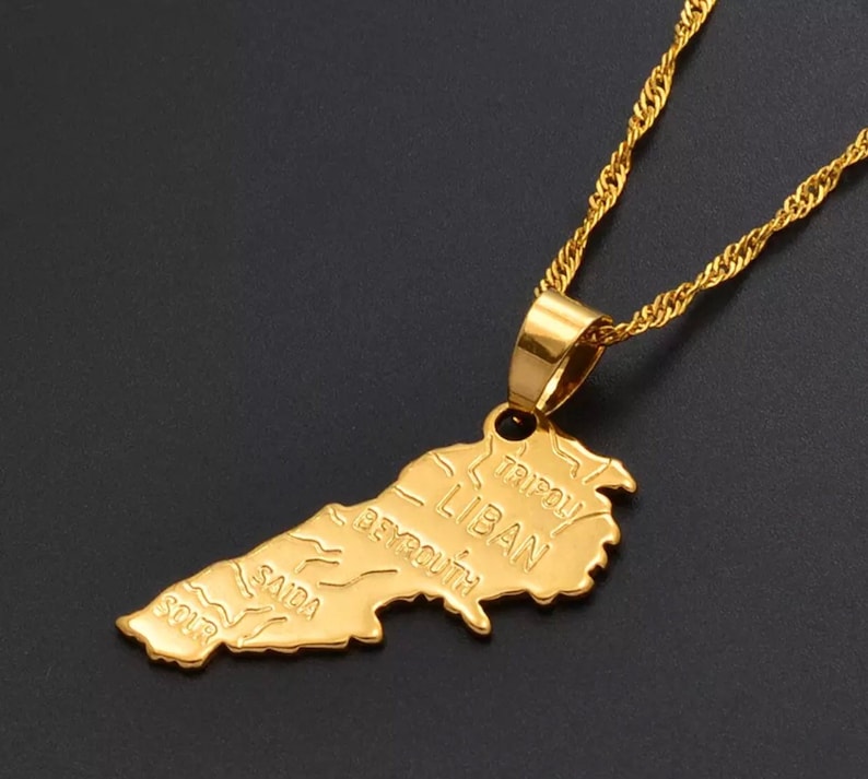 Lebanon Jewelry. Lebanese Map Choker. Lebanese Map Necklace. Etsy