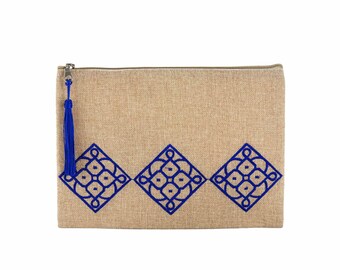 Case Fabric With Patterns Of Dark Zellij Moroccan Najmayal