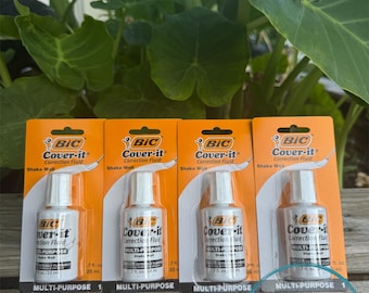4-BIC WHITE OUT Cover-It Multi Purpose Pen & Ink Correction Fluid 0.7 fl oz 20ml