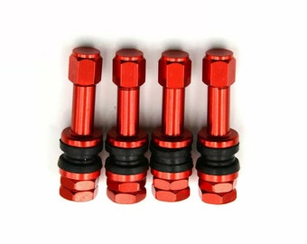 4 Pcs Red Aluminum Tire Valve Stems: High Pressure TR48E
