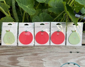 Fruit Sticky Note Pads: Tomato & Pear, 5 x 30 Sheet
