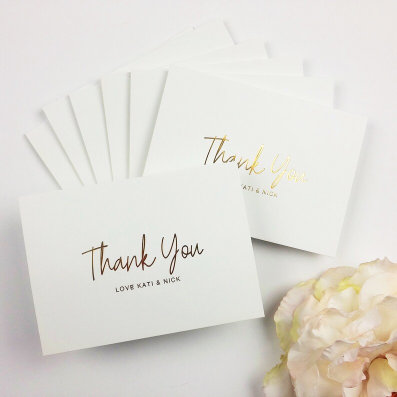 Real Gold Foil Custom Thank You Cards Invitation Etsy