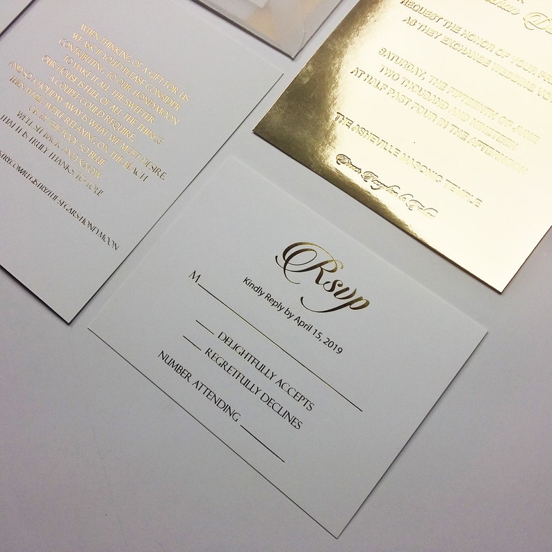 Vellum Envelope and Metallic Gold Invitation Vellum Envelope Etsy