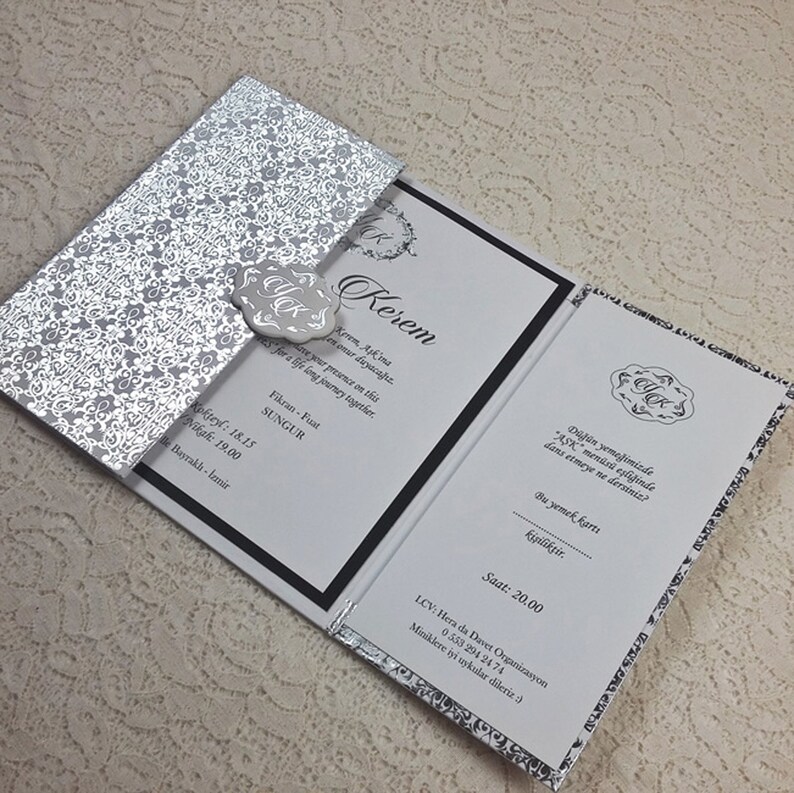 Hardcover Silver Foil Invitation Luxus Silver Foil Etsy