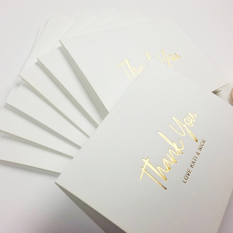 Real Gold Foil Custom Thank You Cards Invitation Etsy