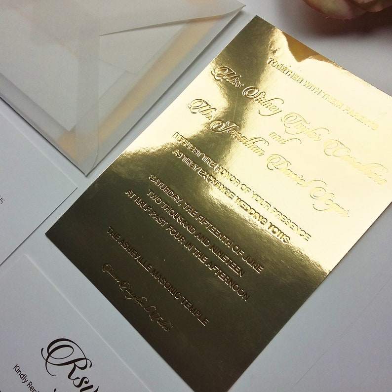 Vellum Envelope and Metallic Gold Invitation Vellum Envelope Etsy
