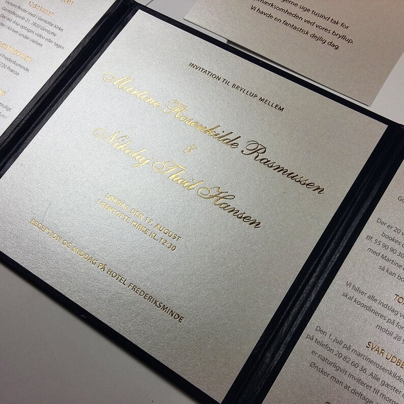 Hard Cover Invitations Navy and Gold Hardcover Suite Etsy