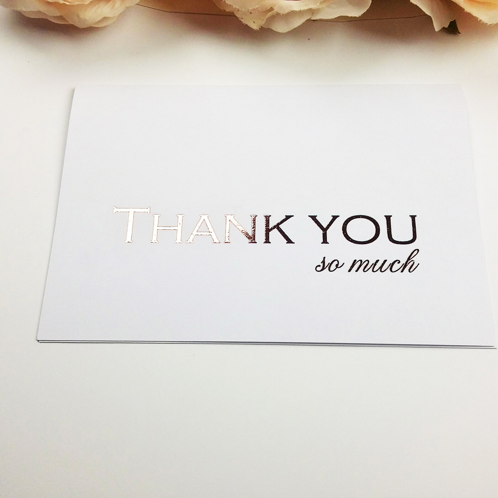 Thank You Card Fancy Script Rose Gold Foil Card Formal Note Etsy