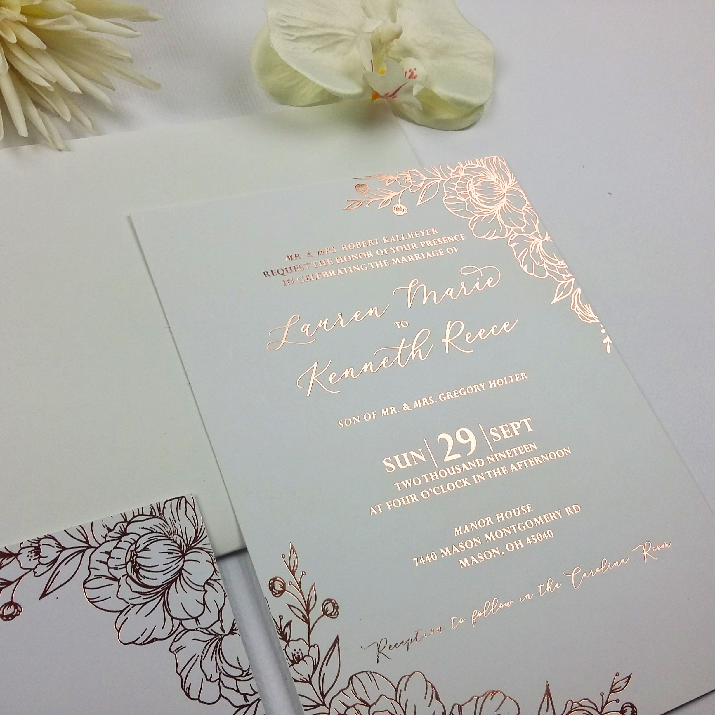 Personalised Wedding/Evening Invitation card & Envelope *8 colours* 