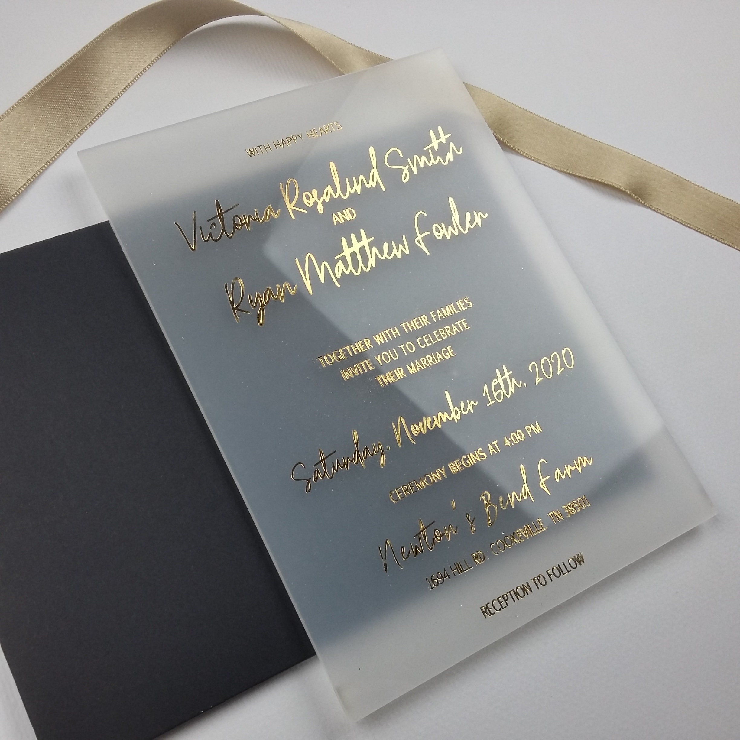 Frosted Acrylic Invitation Opal Acrylic Invitation Gold Foil Etsy