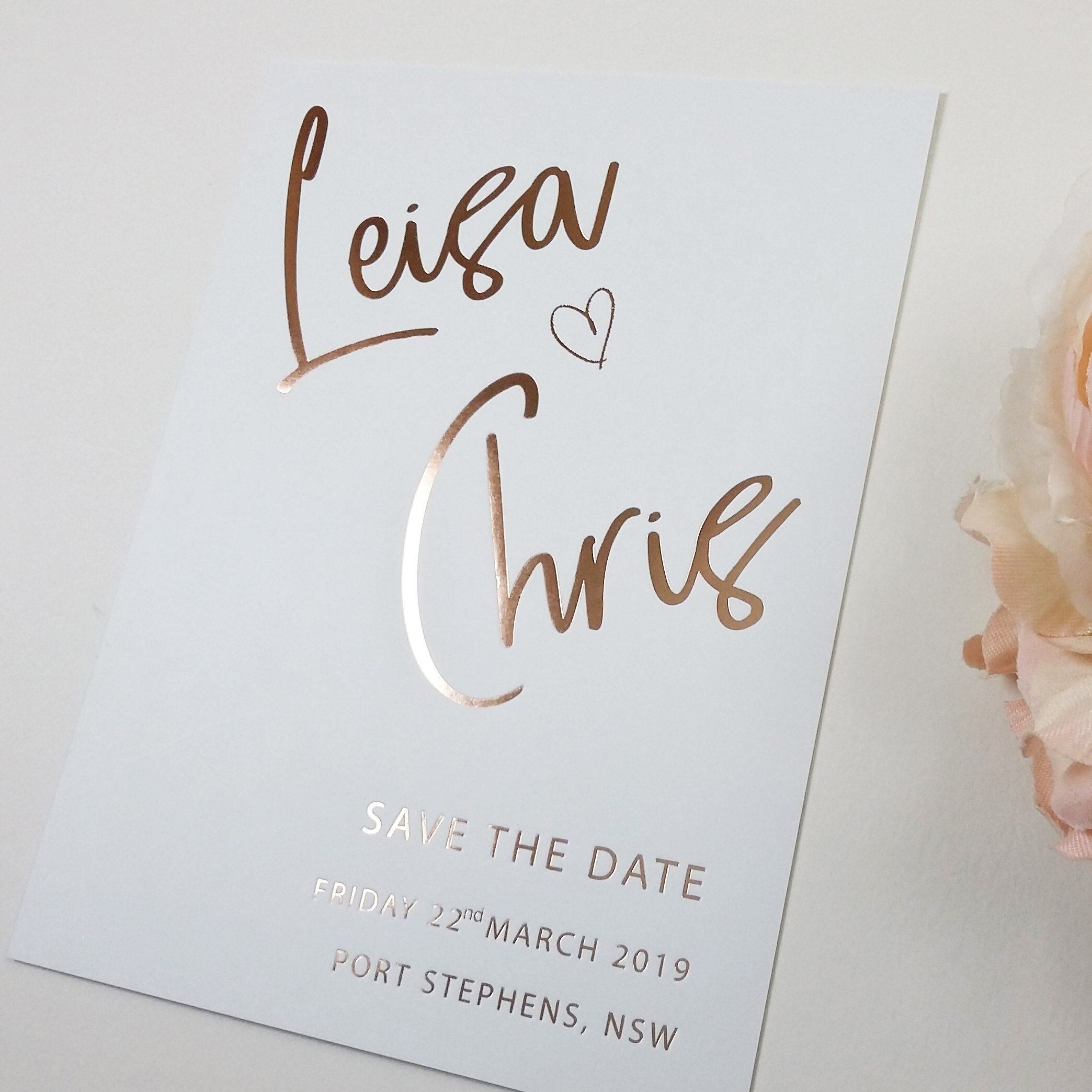 Rose Gold Save The Date Rose Gold Stamped Save The Date Etsy