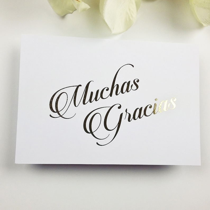 Muchas Gracias Card Spanish Thank You Card Gold foil Muchas | Etsy