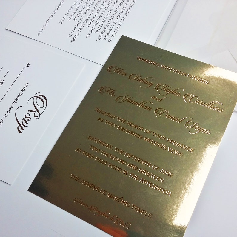 Vellum Envelope and Metallic Gold Invitation Vellum Envelope Etsy