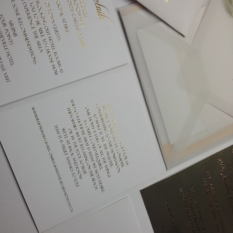 Vellum Envelope and Metallic Gold Invitation Vellum Envelope Etsy