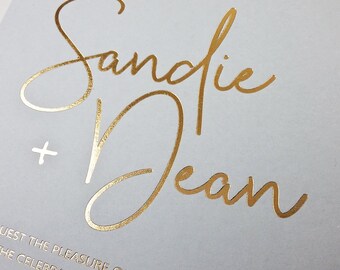 Custom Color Grey Gold Hot Foil Invitation Luxus Grey Invite Customized Color Real Gold Foil Invitation Light Grey Foil Invite Light Gray