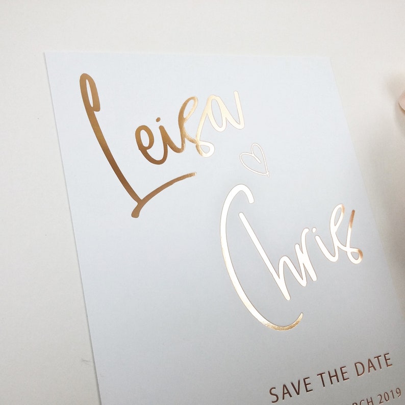Rose Gold Save the Date Rose Gold Stamped Save the Date Etsy