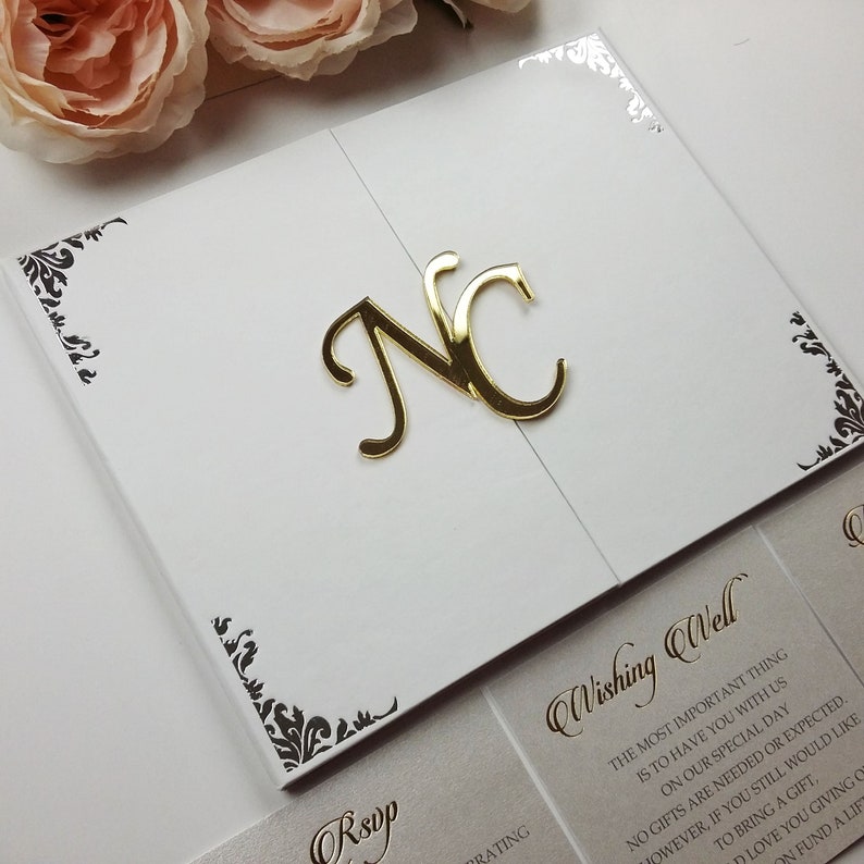 SAMPLE Handmade Hard Cover Invitation Gold Hardcover Silver Etsy