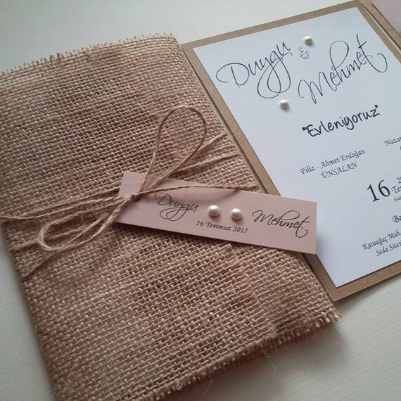 Rustic Invitation Burlap Wedding Invitation Country Wedding Etsy