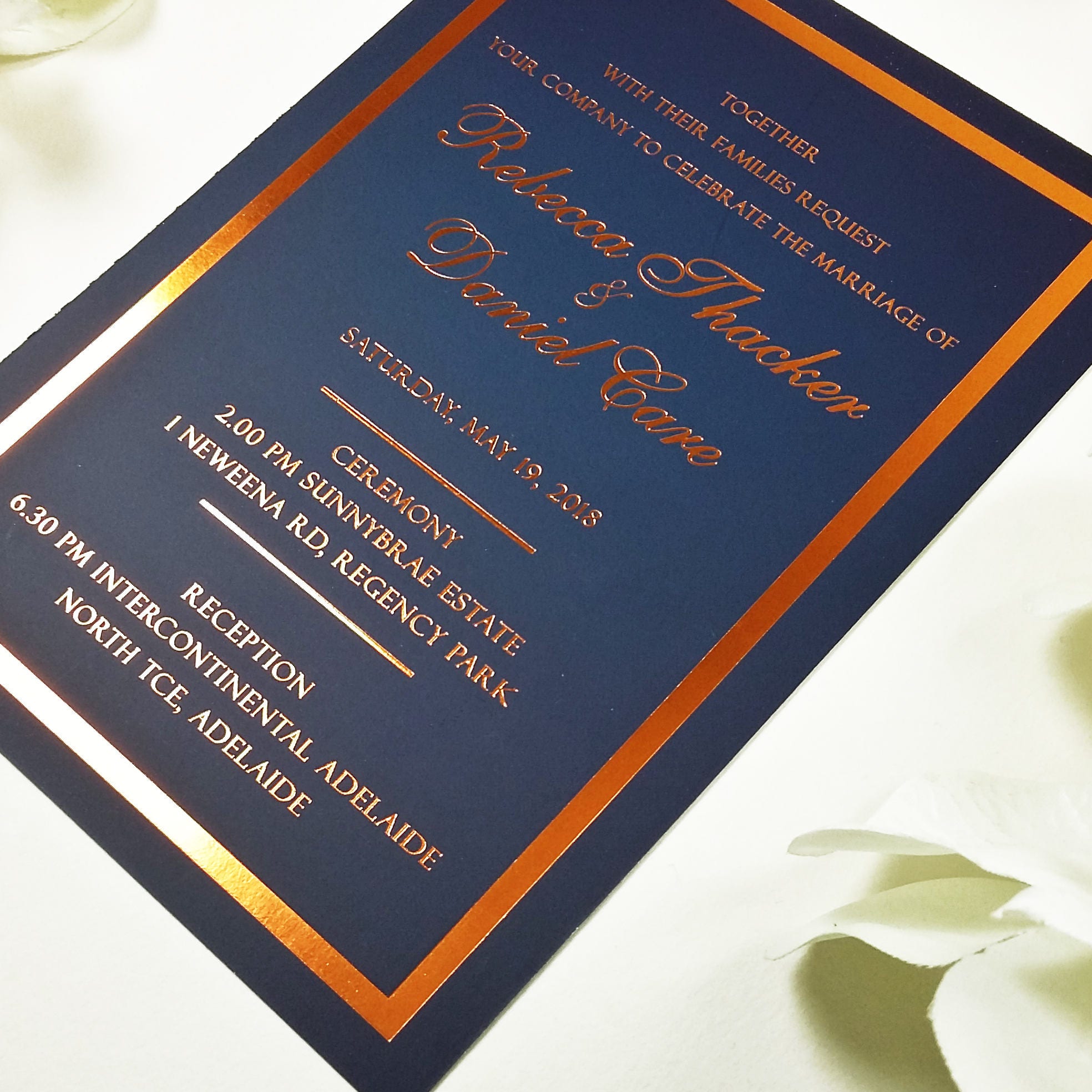 Copper Foiled Invitation Handmade Invitation Alternative Etsy