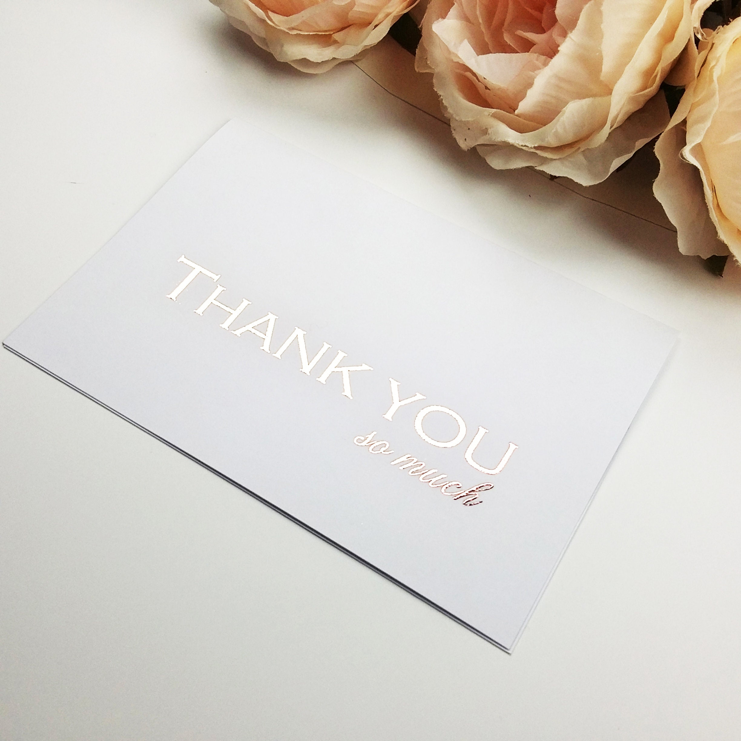 Thank You Card Fancy Script Rose Gold Foil Card Formal Note | Etsy