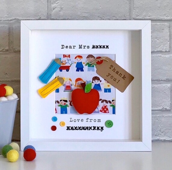 Thank You Teacher Box Frame Gift Personalised Teacher Gift Etsy